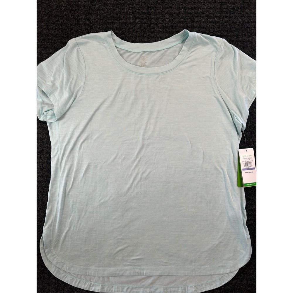 Gaiam Breathe Tee Starlight Blue Heather XXL Short Sleeve Yoga Shirt